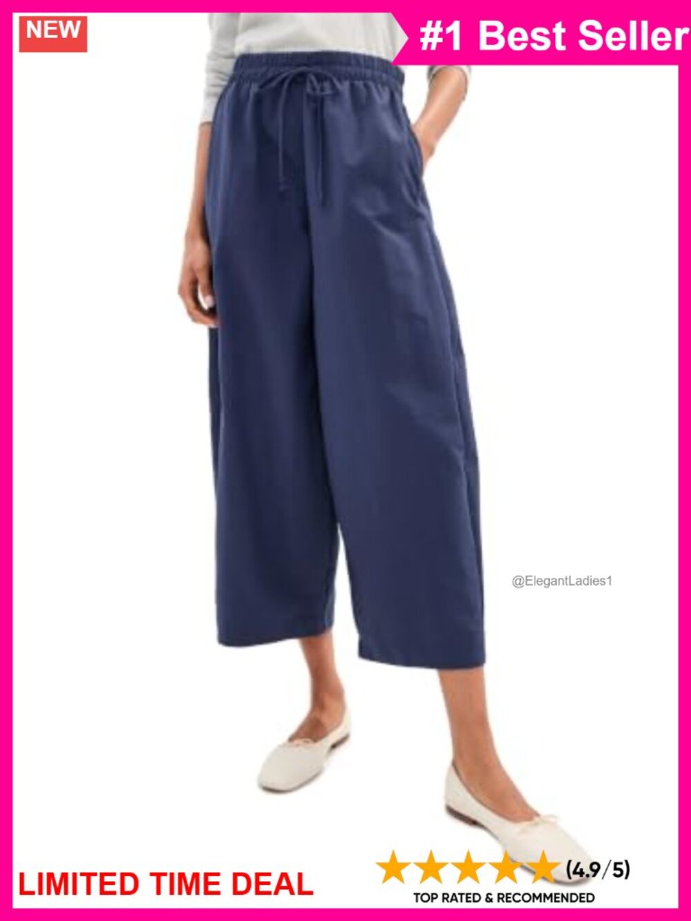 High Rise Barrel Pants Technical Weave Pull On Nylon Trousers